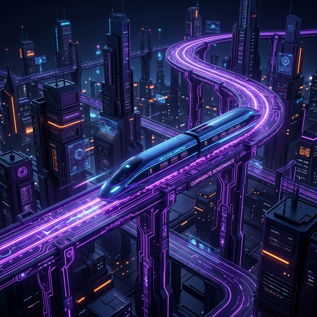 Trem de alta velocidade em trilhos digitais